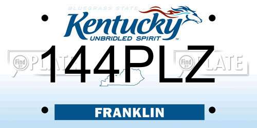144PLZ Kentucky License Plate