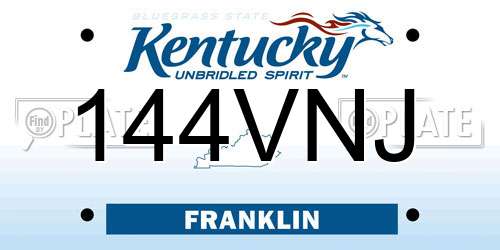 144VNJ Kentucky License Plate
