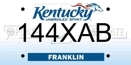 144XAB Kentucky License Plate