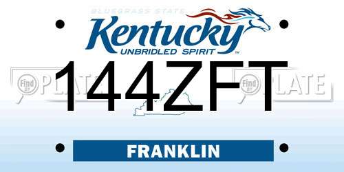 144ZFT Kentucky License Plate