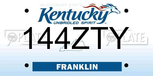 144ZTY Kentucky License Plate