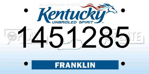 1451285 Kentucky License Plate