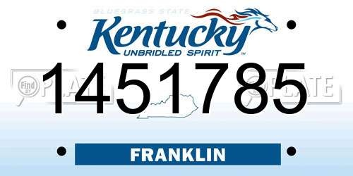 1451785 Kentucky License Plate