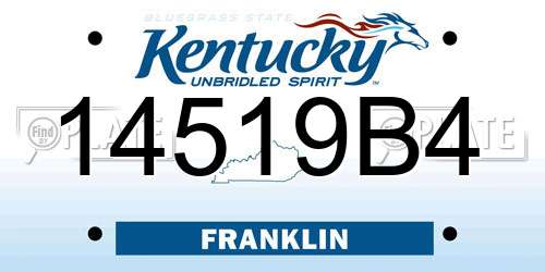 14519B4 Kentucky License Plate