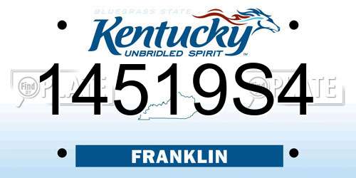 14519S4 Kentucky License Plate
