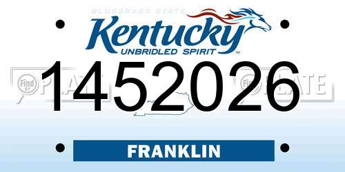 1452026 Kentucky License Plate
