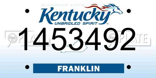 1453492 Kentucky License Plate