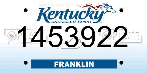 1453922 Kentucky License Plate