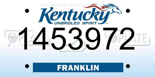 1453972 Kentucky License Plate