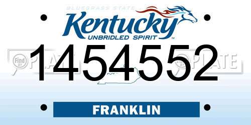 1454552 Kentucky License Plate