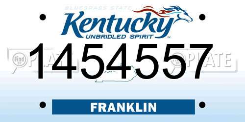 1454557 Kentucky License Plate