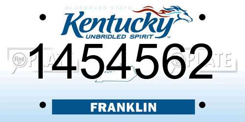 1454562 Kentucky License Plate
