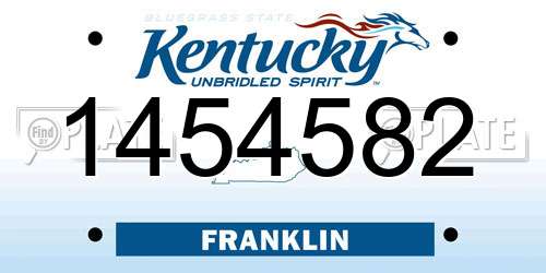 1454582 Kentucky License Plate