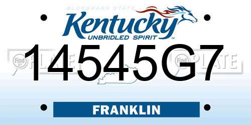 14545G7 Kentucky License Plate