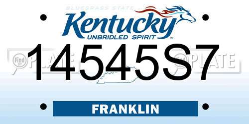 14545S7 Kentucky License Plate