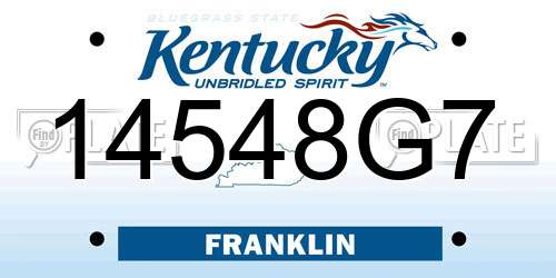 14548G7 Kentucky License Plate