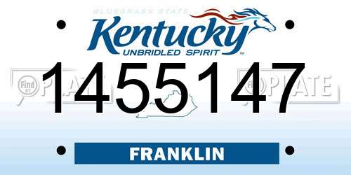 1455147 Kentucky License Plate