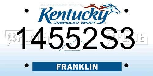 14552S3 Kentucky License Plate
