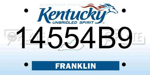 14554B9 Kentucky License Plate