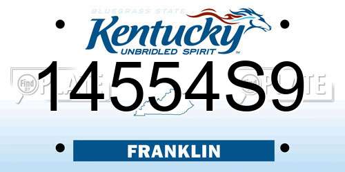 14554S9 Kentucky License Plate
