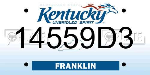 14559D3 Kentucky License Plate