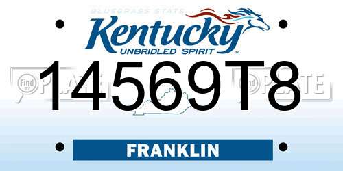 14569T8 Kentucky License Plate