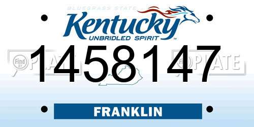 1458147 Kentucky License Plate