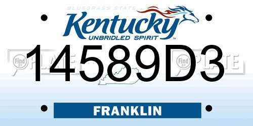 14589D3 Kentucky License Plate