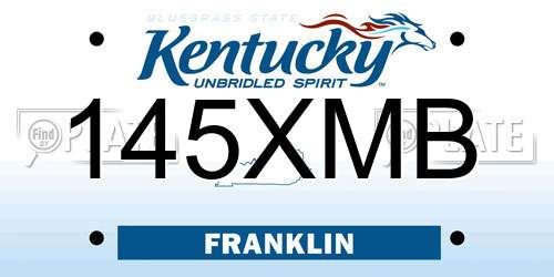 145XMB Kentucky License Plate