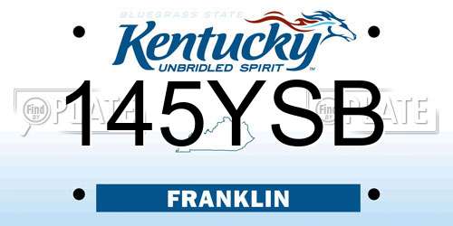 145YSB Kentucky License Plate