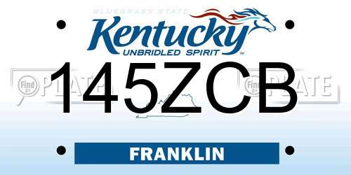 145ZCB Kentucky License Plate
