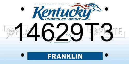 14629T3 Kentucky License Plate