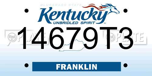 14679T3 Kentucky License Plate