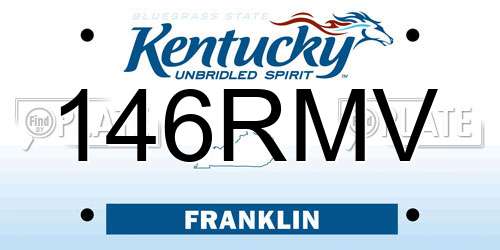 146RMV Kentucky License Plate