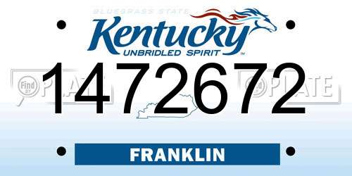 1472672 Kentucky License Plate