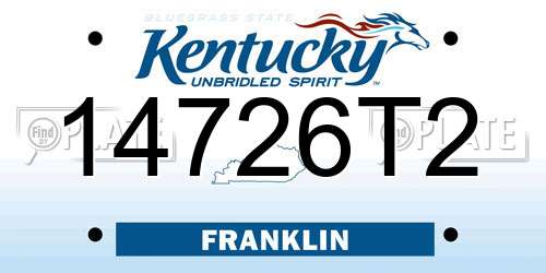 14726T2 Kentucky License Plate