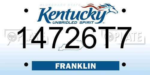 14726T7 Kentucky License Plate