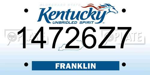 14726Z7 Kentucky License Plate