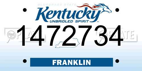 1472734 Kentucky License Plate