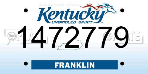 1472779 Kentucky License Plate