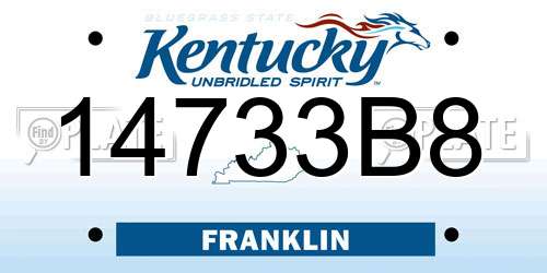 14733B8 Kentucky License Plate