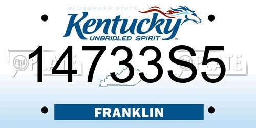 14733S5 Kentucky License Plate
