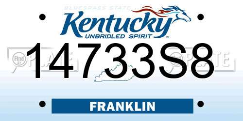 14733S8 Kentucky License Plate