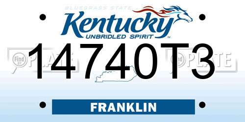 14740T3 Kentucky License Plate