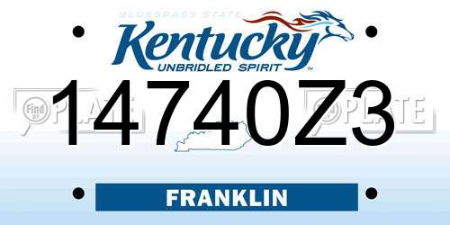 14740Z3 Kentucky License Plate