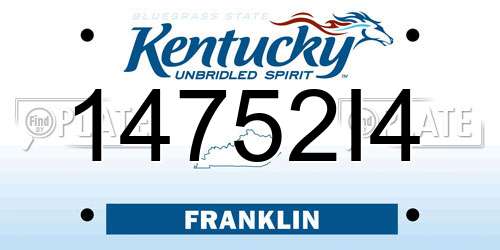 14752I4 Kentucky License Plate
