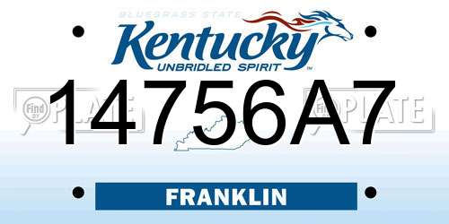 14756A7 Kentucky License Plate