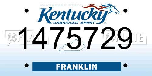 1475729 Kentucky License Plate