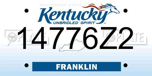 14776Z2 Kentucky License Plate