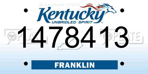 1478413 Kentucky License Plate